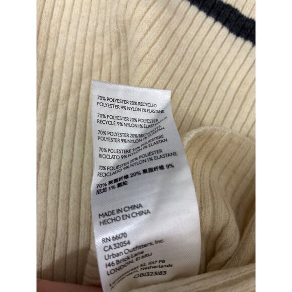 BDG Sweater Womens size XS Raglan Ribbed Knit Top Cream & Black Striped - Picture 6 of 9